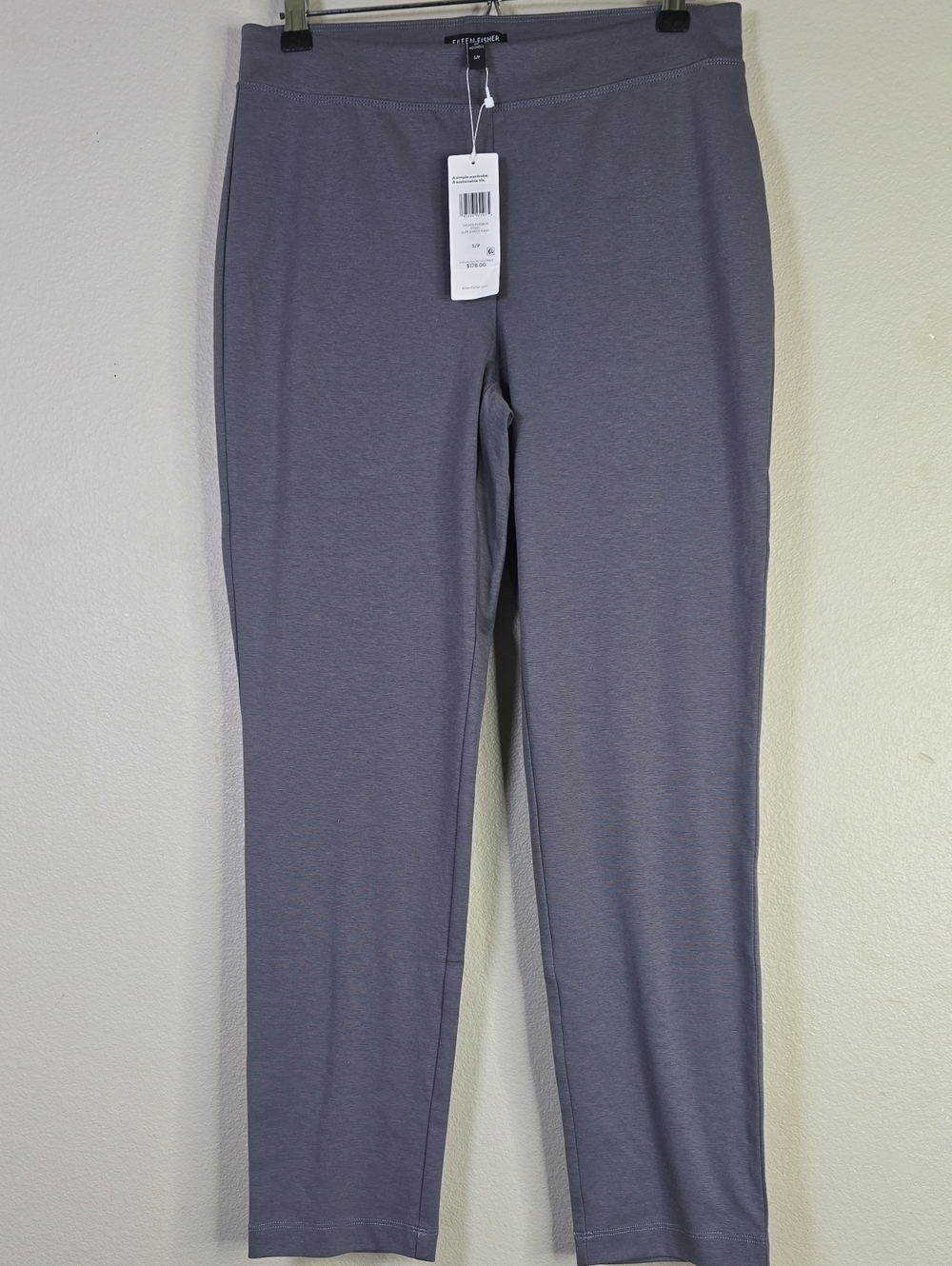 Eileen Fisher Slim Gray Ankle Pants Pull On Size S Nwt.